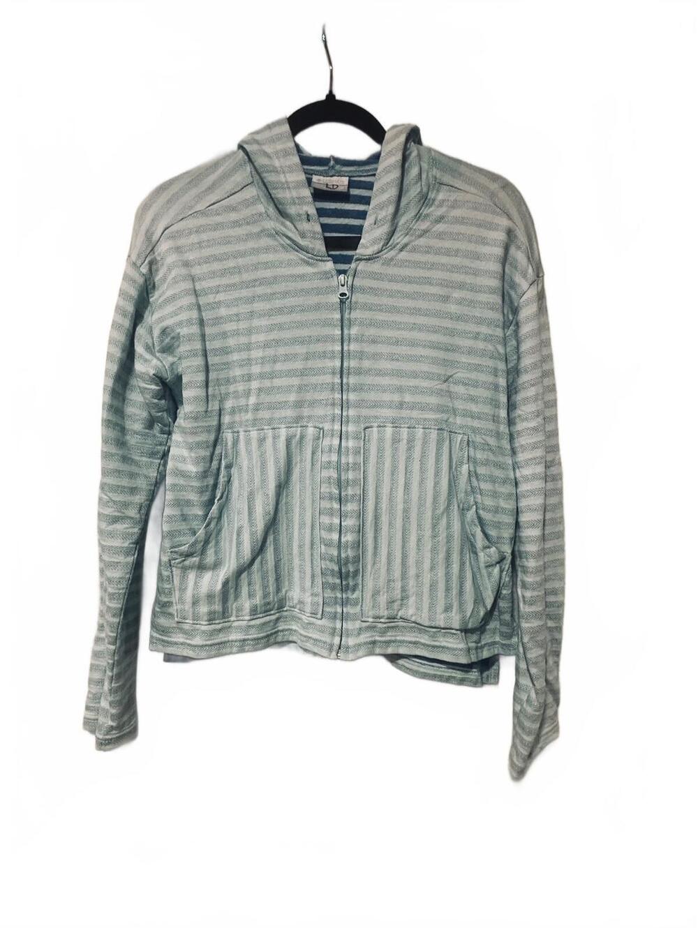 Columbia light blue striped hooded cardigan